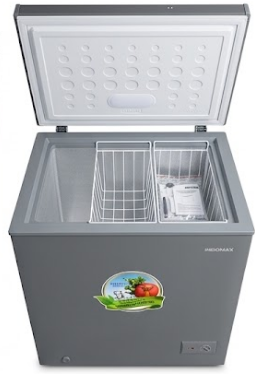 Arca-Freezer Horizontal Indomax 195 Litros – Prata Metálico com Tampo Cego e Cestos Removíveis