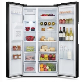Geladeira Side by Side Husky Black Glass – Duas Portas com Dispenser de Água e Painel Digital
