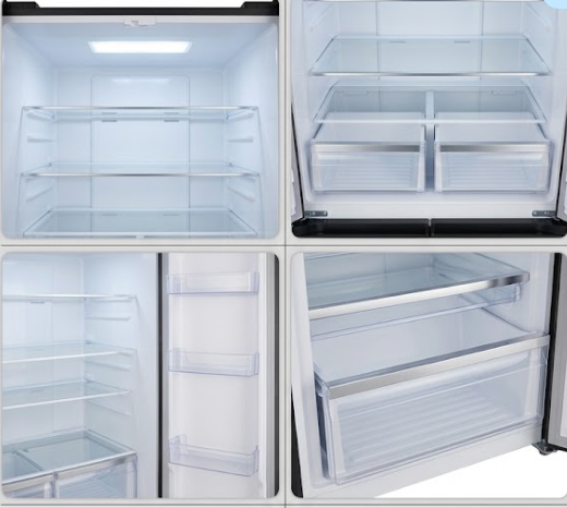 Geladeira-Frigorífico SPJ Porta Francesa 4 Portas Vidro Preto Sem Gelo (Com Painel Digital)