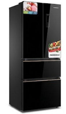 Geladeira-Frigorífico Indemax French Door Cross Door Black Glass (Com Puxadores Rose Gold e Painel Digital)