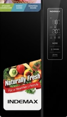 Geladeira-Frigorífico Indemax French Door Cross Door Black Glass (Com Puxadores Rose Gold e Painel Digital)
