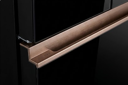 Geladeira-Frigorífico Indemax French Door Cross Door Black Glass (Com Puxadores Rose Gold e Painel Digital)