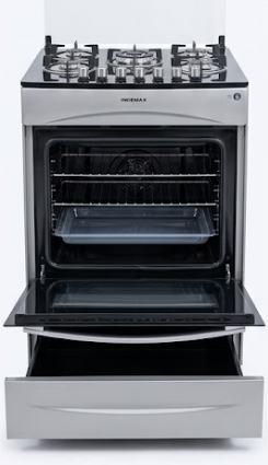 Fogão a Gás Indemax 5 Queimadores Inox com Mesa de Vidro e Queimador Tripla Chama
