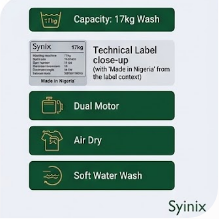 Máquina de Lavar e Centrifugar Semiautomática Syinix Duas Cubas 17kg (Twin Tub)
