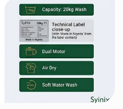 Máquina de Lavar e Centrifugar Semiautomática Syinix Duas Cubas 20kg (Twin Tub)